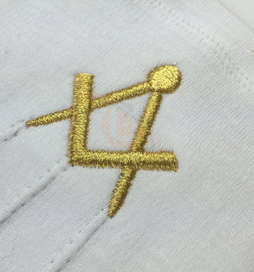 Masonic Cotton Glove with Golden Embroidery Square and Compass - kitchcutlery
 - 2